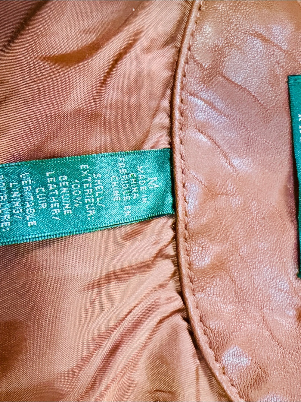 Lauren Ralph Lauren Rust Brown Leather Belted Moto Jacket - Picture 3 of 3